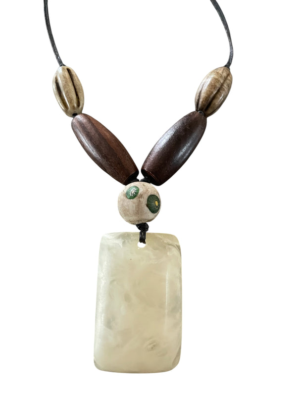 Resin Pendant Necklace White