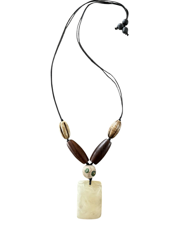 Resin Pendant Necklace White