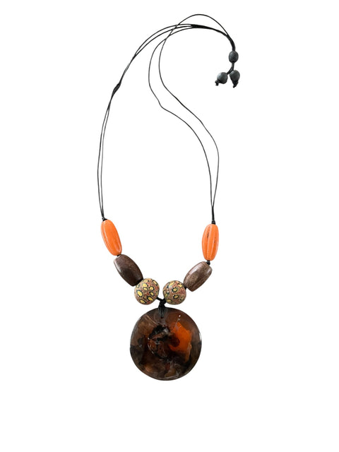 Resin Pendant Necklace Amber