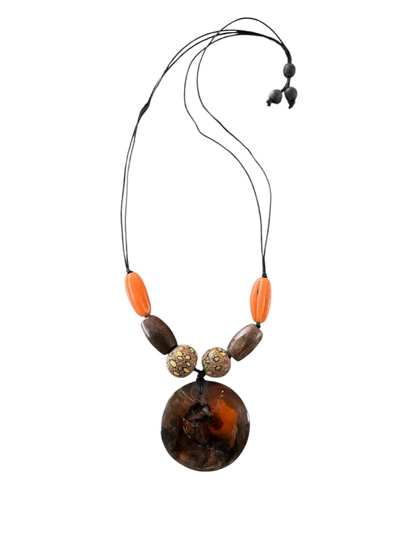 Resin Pendant Necklace Amber