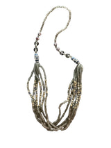 Sea Glass Multi-Strand Beaded Necklace Grey