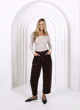 Leo Barrel Corduroy Jeans Chocolate