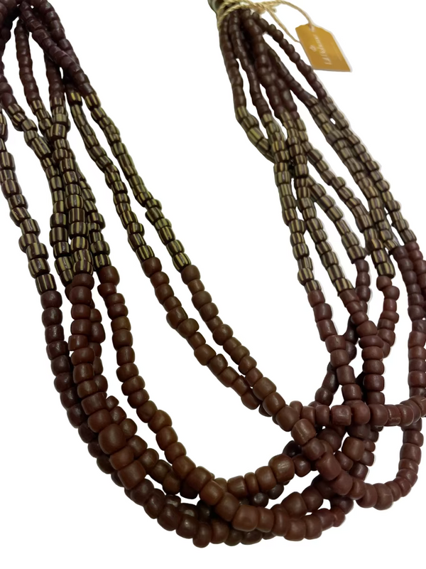 Sea Glass Multi-Strand Beaded Necklace Brown