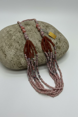 Sea Glass Multi-Strand Beaded Necklace Pink