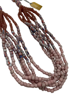 Sea Glass Multi-Strand Beaded Necklace Pink