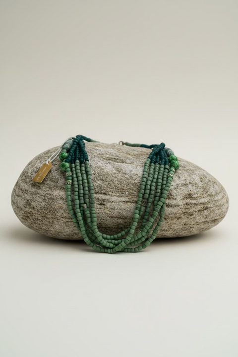 Sea Glass Multi-Strand Beaded Necklace Green