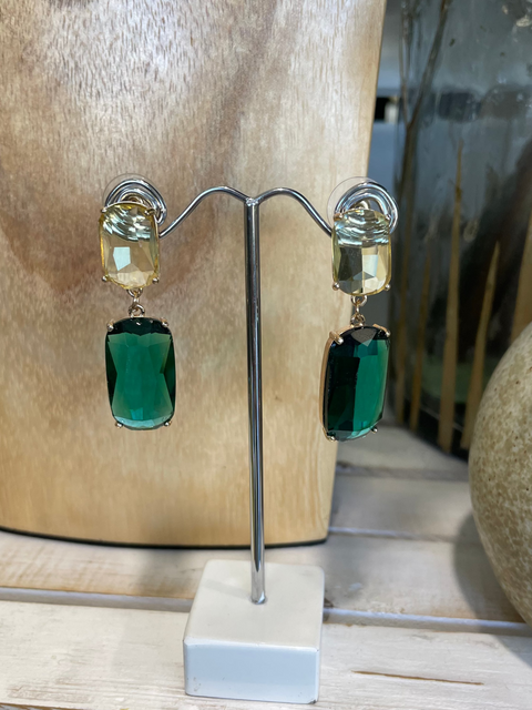 Ivy Crystal  Earrings Yellow /Green