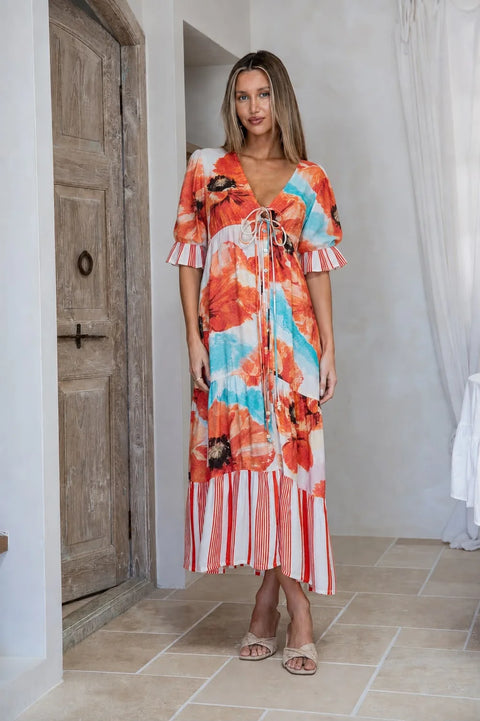 Spliced Dress with long sleeve
