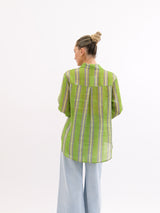 Worthier the Label- Summer Crush Linen shirt-Green Stripe