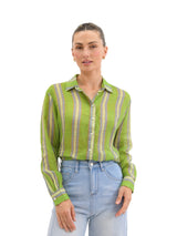 Worthier the Label- Summer Crush Linen shirt-Green Stripe