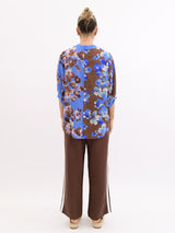 Worthier the Label- Lila Mix Linen Shirt Blue Chocolate