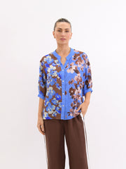 Worthier the Label- Lila Mix Linen Shirt Blue Chocolate