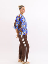 Worthier the Label- Lila Mix Linen Shirt Blue Chocolate