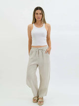 Drift Linen Barrel Pants Beige