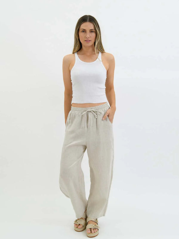 Drift Linen Barrel Pants Beige