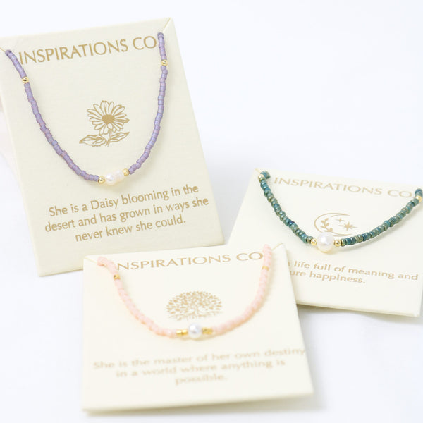 Inspiration Necklace Olive, Gold and Pearl