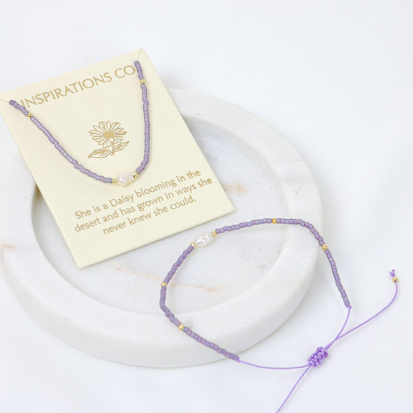Inspiration Necklace Lilac, Pearl and Gold