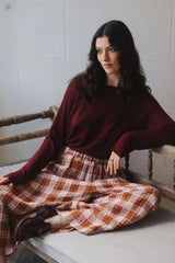 French Linen Culottes in Clay Check