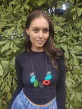 Large Leaf-Shaped Wooden Necklace