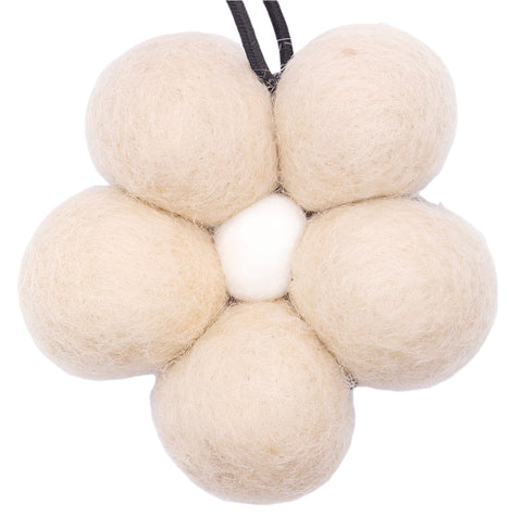 Set of beige felt laundry balls on a white background