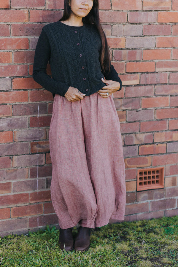 Eadie Linen Pants in Fine Houndstooth