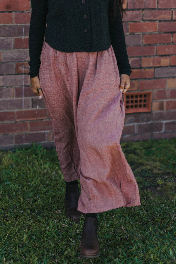 Eadie Linen Pants in Fine Houndstooth