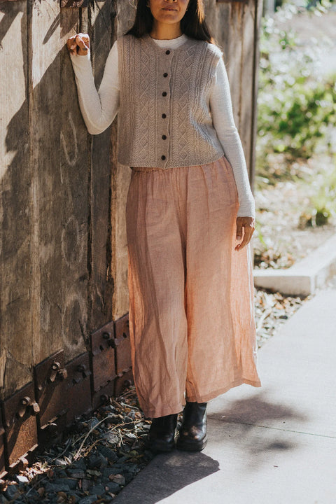 Eadie Linen Pants in Fine Houndstooth
