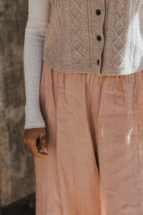 Eadie Linen Pants in Fine Houndstooth