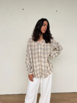 Dante Cream Check Top with Buttons