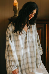 Dante Cream Check Top with Buttons