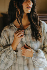 Dante Cream Check Top with Buttons