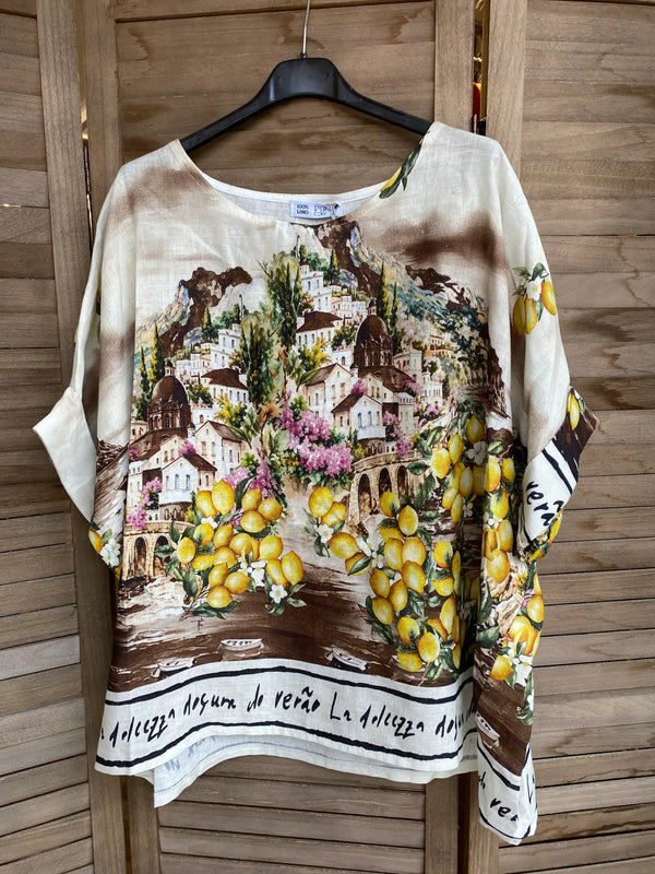 Italian Village Linen Top