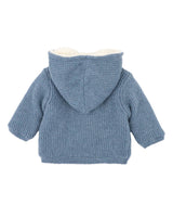 Blue Marl Knitted Hooded Jacket