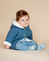 Blue Marl Knitted Hooded Jacket