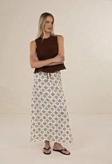 Vintage Tales Skirt-Cream/Choc