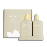 al.ive body Wash & Lotion Duo + Tray - golden wattle & citrus