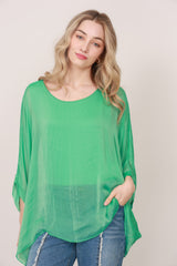 Wednesday Lulu Silk Tie Top Green