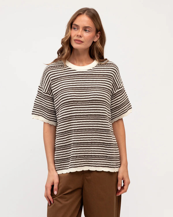 Mousse and White Knit Tank