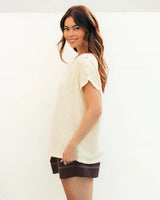 Knitted Tee with Button detail-Off White