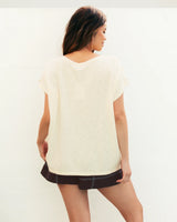 Knitted Tee with Button detail-Off White