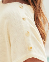 Knitted Tee with Button detail-Off White