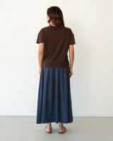 Shirred Waist Skirt Navy/Chocolate