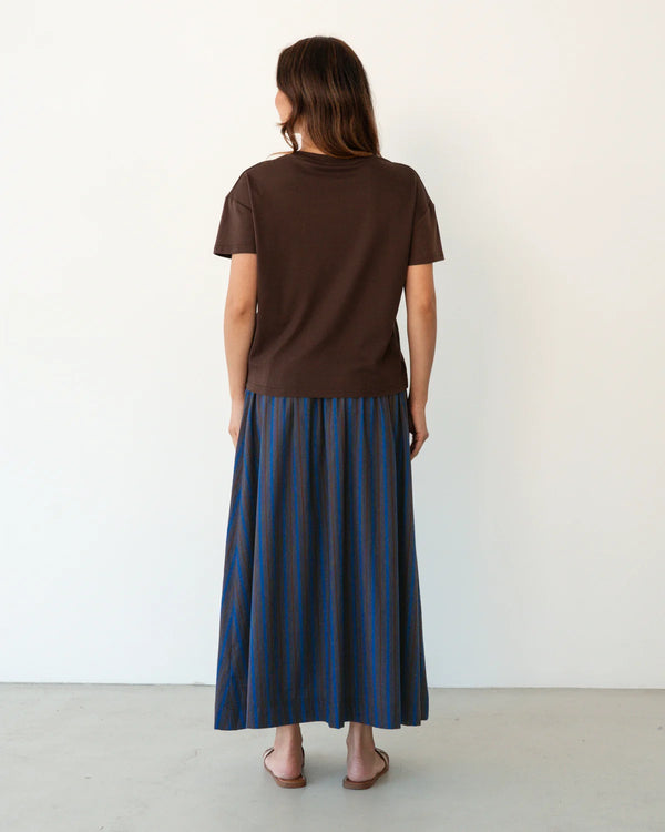 Shirred Waist Skirt Navy/Chocolate