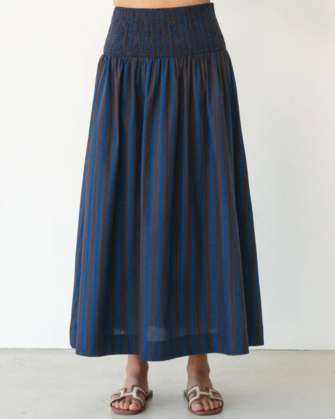 Shirred Waist Skirt Navy/Chocolate