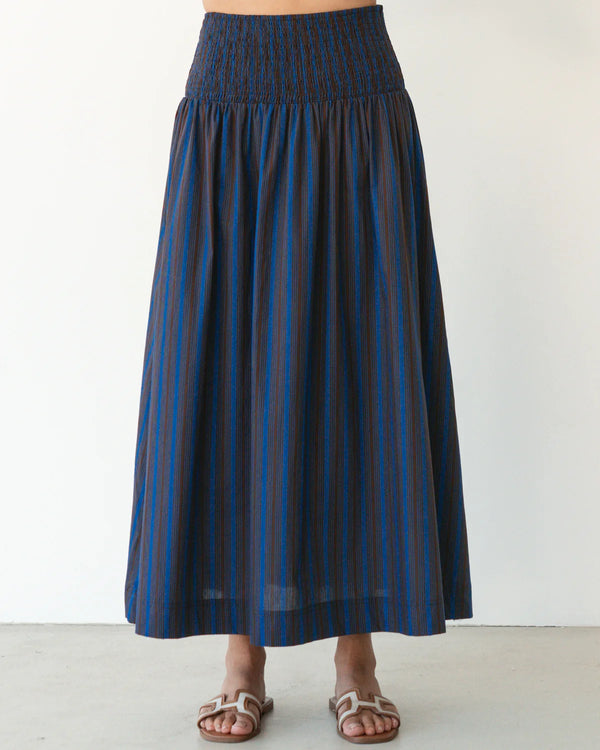 Shirred Waist Skirt Navy/Chocolate
