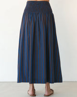 Shirred Waist Skirt Navy/Chocolate