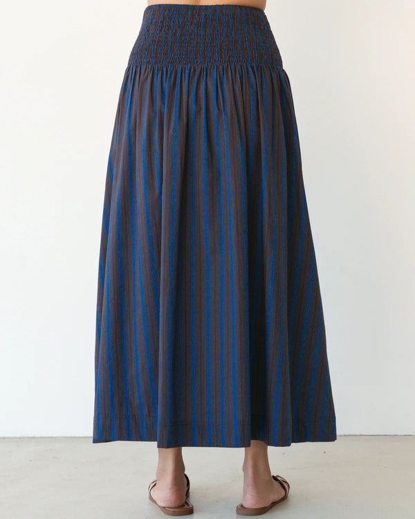 Shirred Waist Skirt Navy/Chocolate