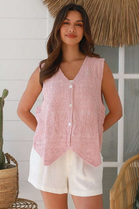 Crochet Vest Pink