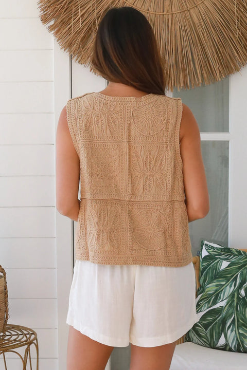 Crochet Vest Taupe