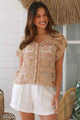 Indie Crochet Top Taupe